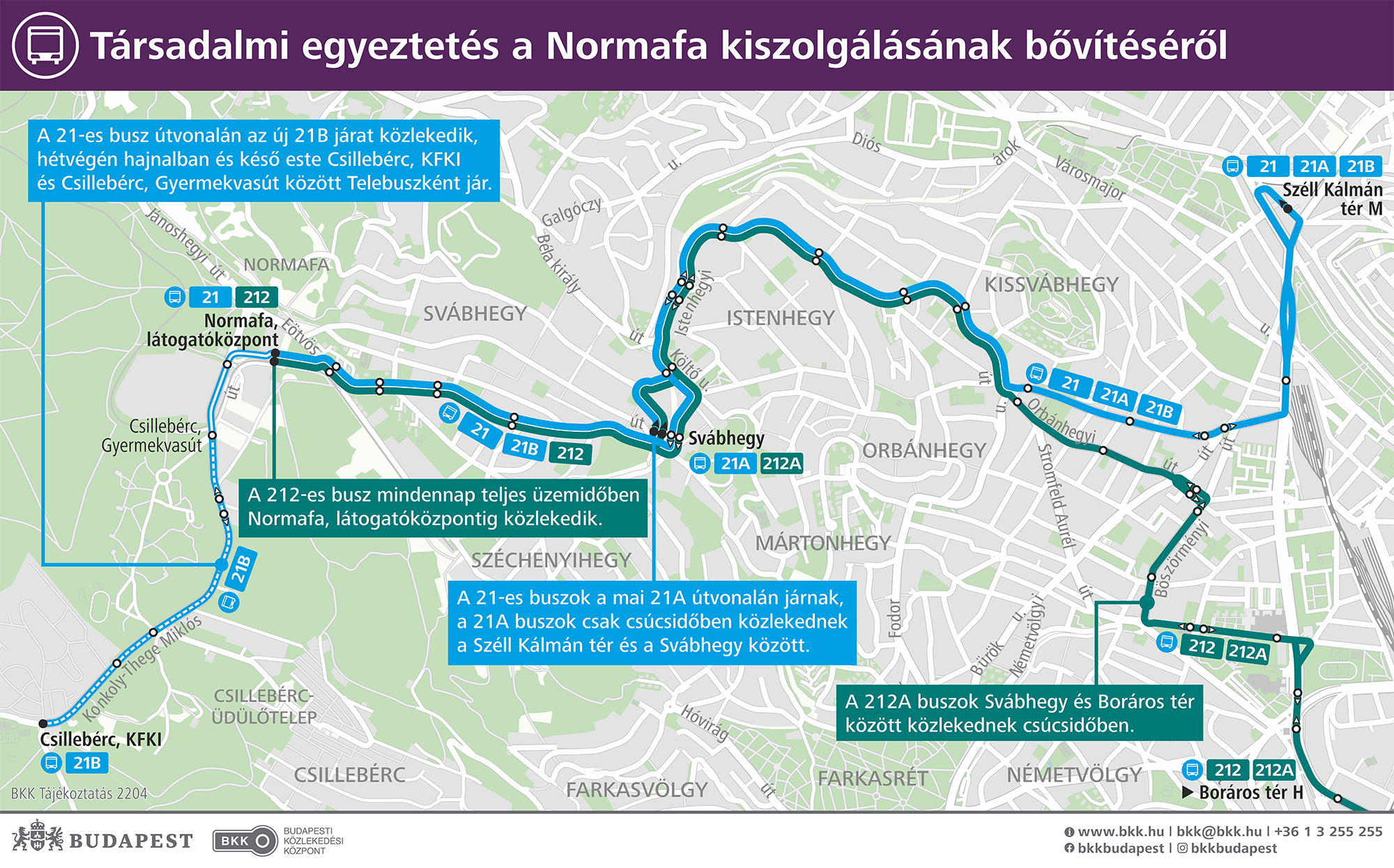 21-es busz új térkép